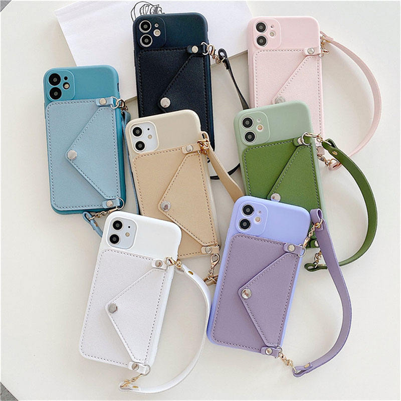 Card Holder Shell Cover Lanyard Cross Body Wallet Cell Phone Case