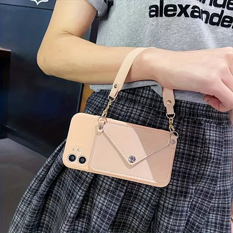 Card Holder Shell Cover Lanyard Cross Body Wallet Cell Phone Case