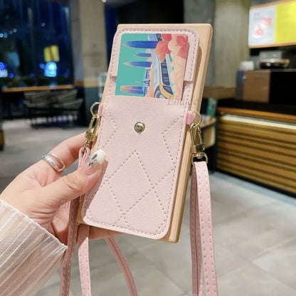 Crossbody Strap Lanyard Wallet Card Bag Cover / Samsung, Oppo, Vivo, IPhone, Infinix All Models Cover Available